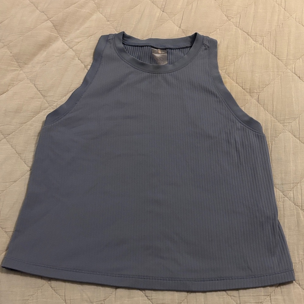 CALIA by Carrie Underwood Slate Blue Cropped Ribbed Tank